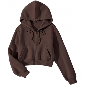 Soft Fleece Crop Zipper Hoodie for Girls and Women's Sweatshirt